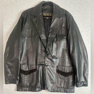 Vintage Western Suede Leather Blazer Sport Coat Men 46 Rockabilly Cowboy Pioneer